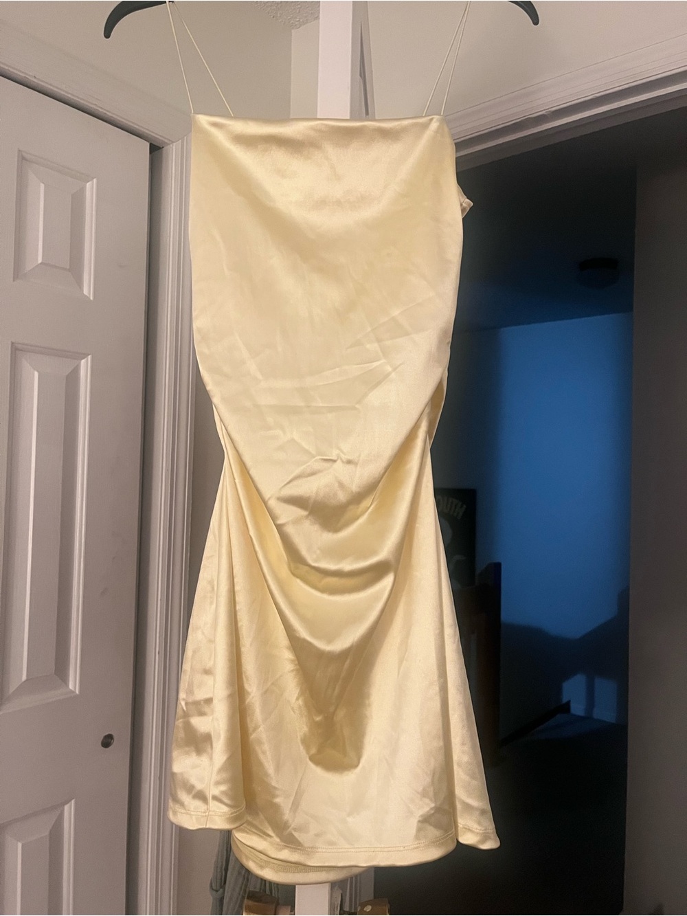 Yellow satin dress
